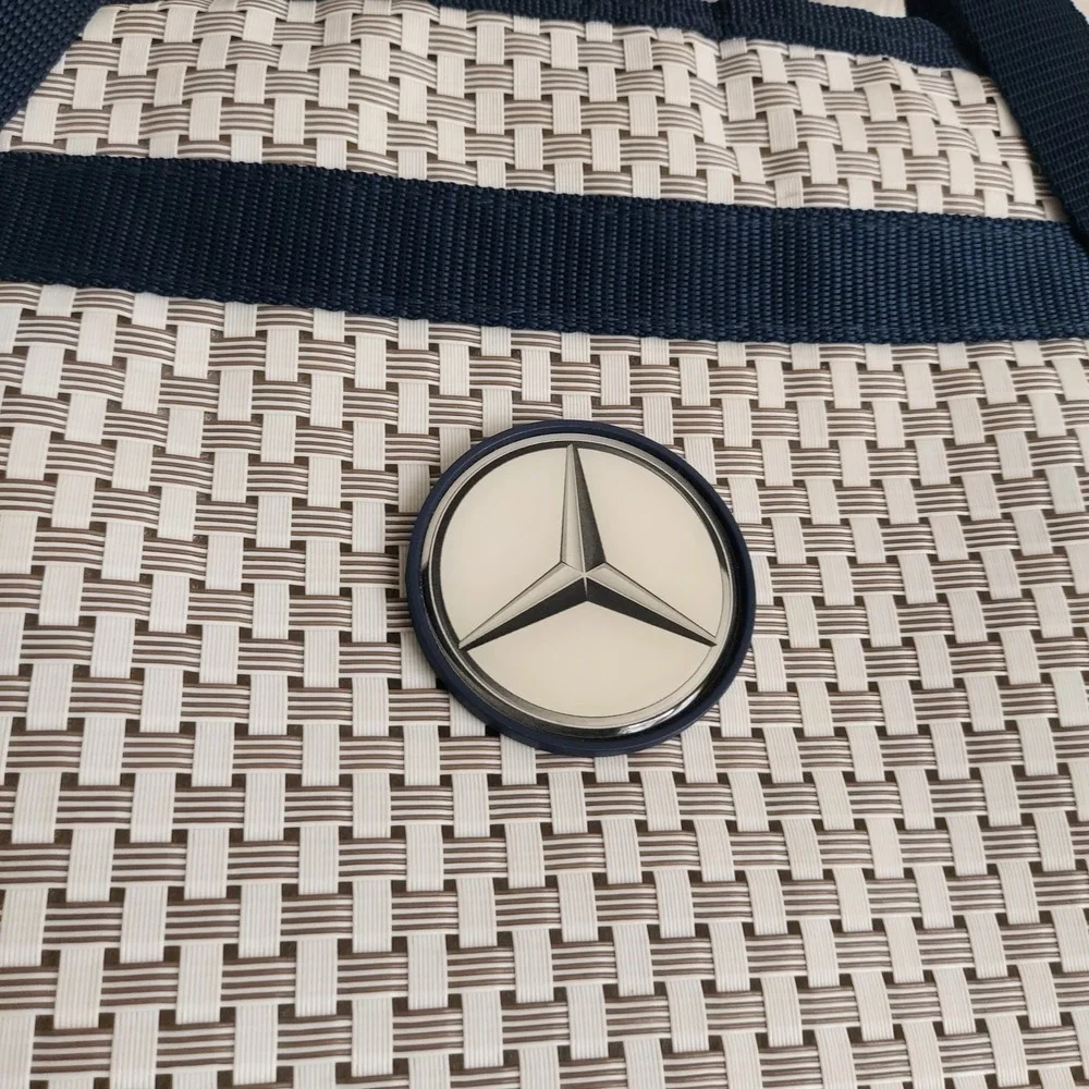 Mercedes Benz Insulated Cooler Bag Navy Blue Woven Picnic Tote Shoulder Strap